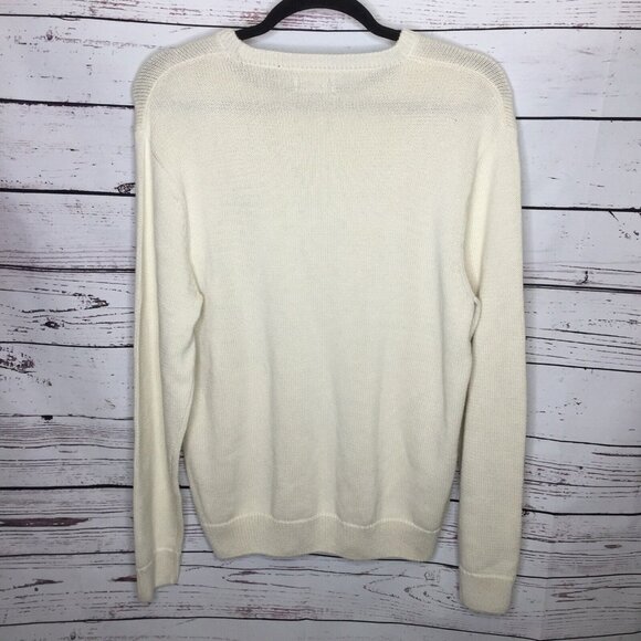 Chaps Mens XL Cream Sweater Long Sleeve Logo Iconic Crew New K85 - Picture 5 of 5
